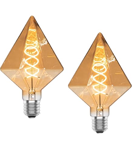 runquiz Vintage LED Filament Bulb Decorative Globe, E26 Base, G125 Edison Bulb Home Shape, Dimmable, 4W(40W Equivalent), 2200K Warm White, Amber Glass - Home