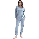 Joyaria Womens Bamboo Viscose Pajamas Set Ultra Soft Long Sleeve Jogger Pants Lounge Set Cooling Pjs