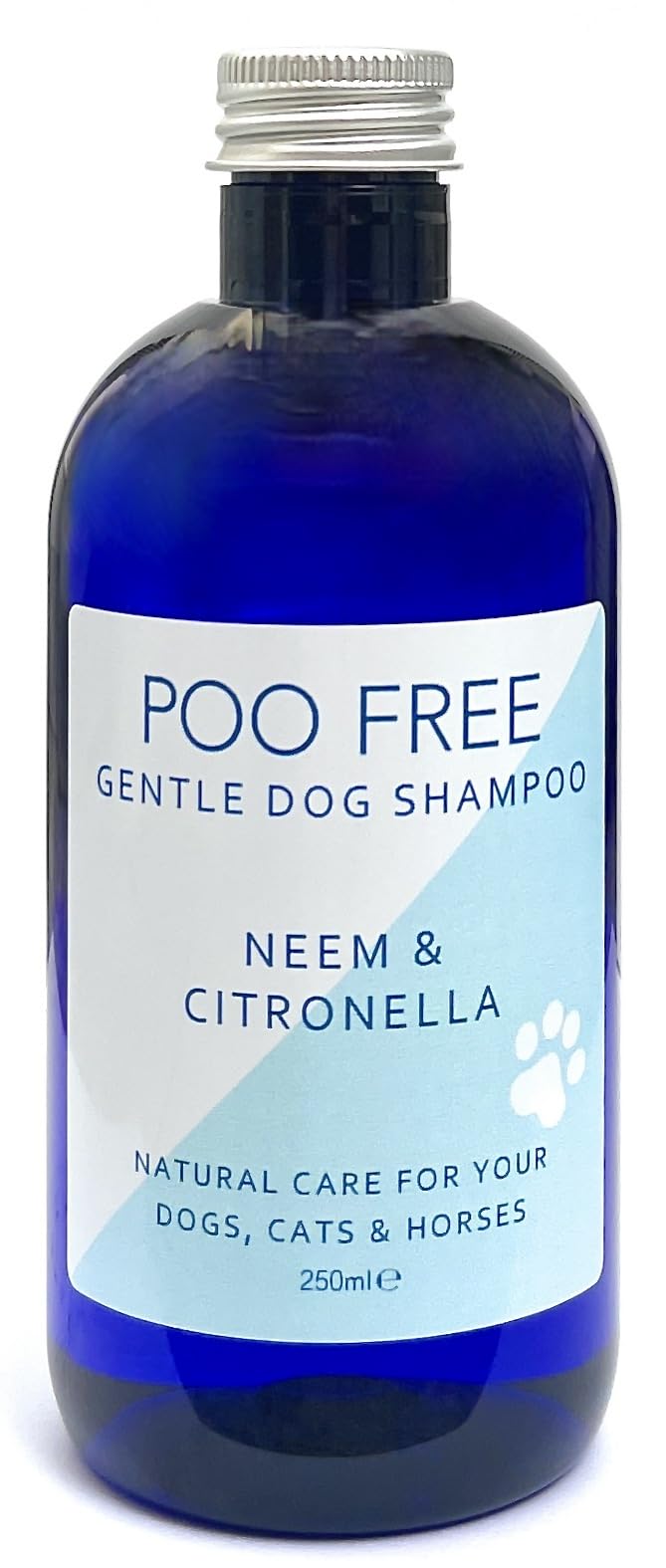 POO FREE - Dog Shampoo - 99% Natural - Aloe Vera, Citronella, Neem - Sulphate & Paraben Free - Soothes, Cleanses, Relieves Itchy Skin - pH Balanced, Concentrated - 250ml