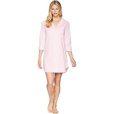 Lauren Ralph Lauren Women's Heritage Knits 3/4 Sleeve Classic Sleepshirt, 813702, Pink/White Stripe, L