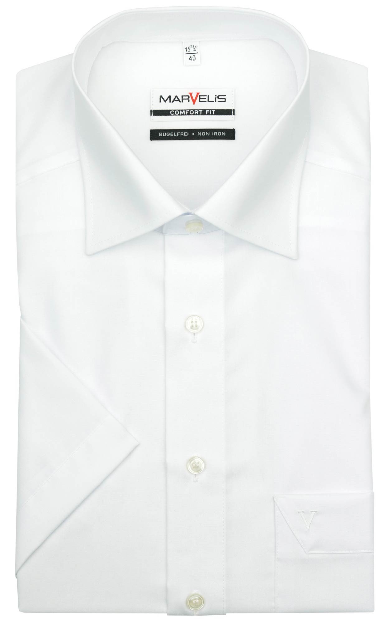 MARVELIS - Classic Shirt - Basic - Classic - 3/4 Sleeve - Men, White, 17