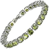 RIZILIA Statement Tennis Bracelet for Women | 6mm Round Brilliant Cut Multi Colors CZ Bracelets in 18K White Gold Plated | 7 inch