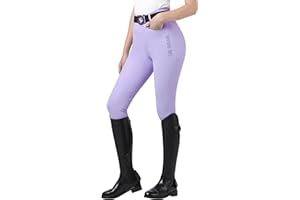 GemRebel Women's Horse Riding Breeches – Full Seat Silicone Grip, Breathable Stretch Equestrian Pants with Pockets