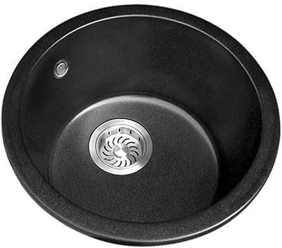 Amazon Com Kitchen Sinks Round Black Quartz Single Bowl For