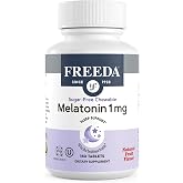 FREEDA Melatonin 1mg - Natural Fruit Flavor - 180 Chewable Tablets | Sugar-Free Melatonin Tablets - Non-Habit Forming - Vegan, Gluten-Free, Kosher, Safe for Adults and Kids 3+ - Made in USA