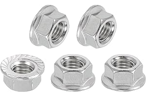 MECCANIXITY 5 Pcs M10x1.5mm Serrated Flange Hex Lock Nuts, 316 Stainless Steel Hexagon Flange Metric Locknuts Fasteners, Brig