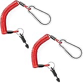 JUSTTOP 6FT Breakaway Trailer Cable,Heavy Duty Stainless Steel Spring Towing Coiled Wire,Emergency Brake Wire Camper Safety Breakaway Cable with Pin,RV Trailer Accessories(2PCS)