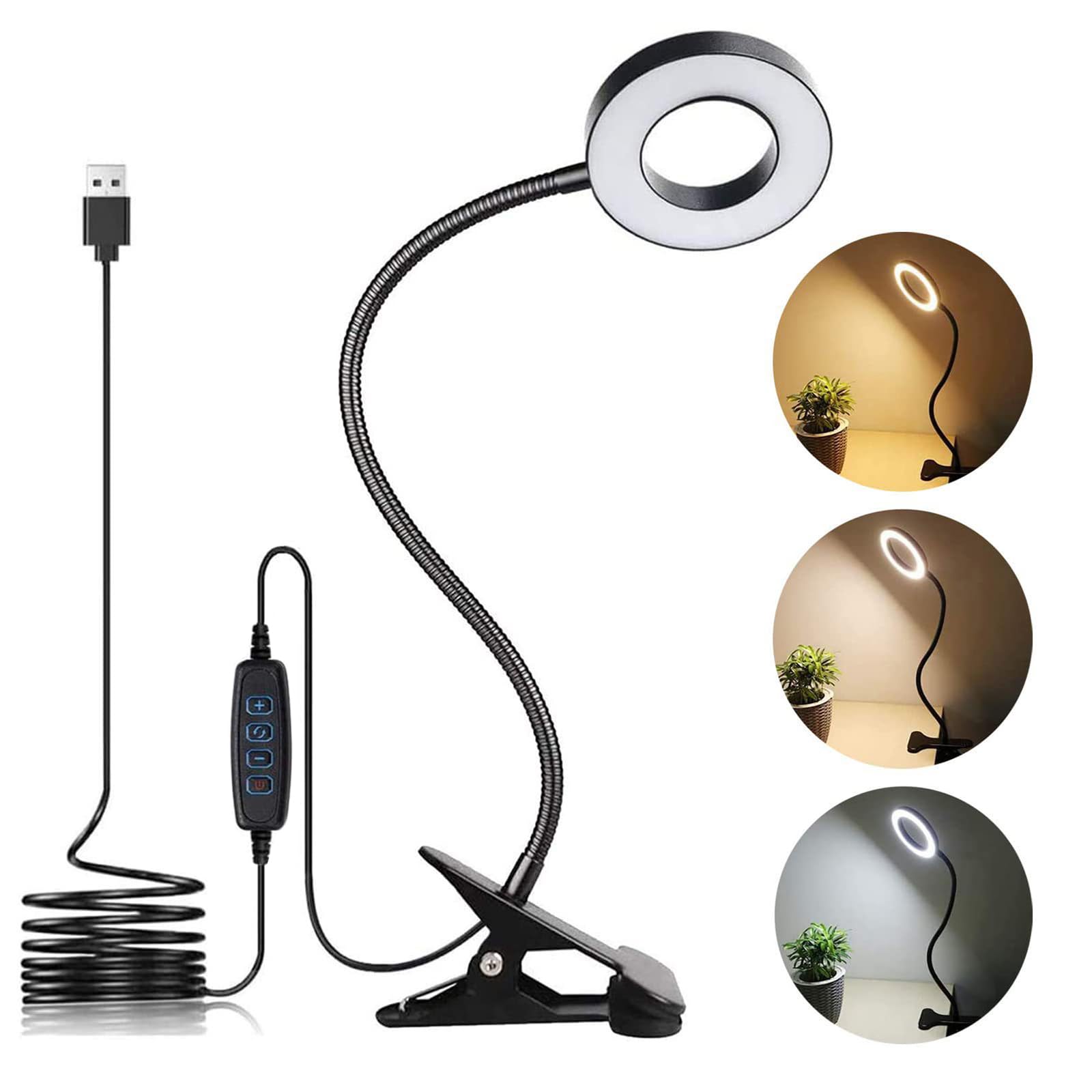 Photo 1 of Brokimis Clip on Light LED Reading Book Study Lamp 3 Color Modes 10 Brightness Eye Protection 360° Flexible Gooseneck Student Dormitory Office Desk Lamp at Night in Bed
