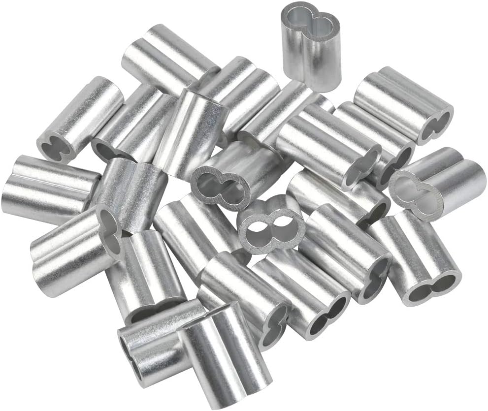 25Pcs Professional Rope Clamps 8mm Crimping Clamps Made of Aluminum