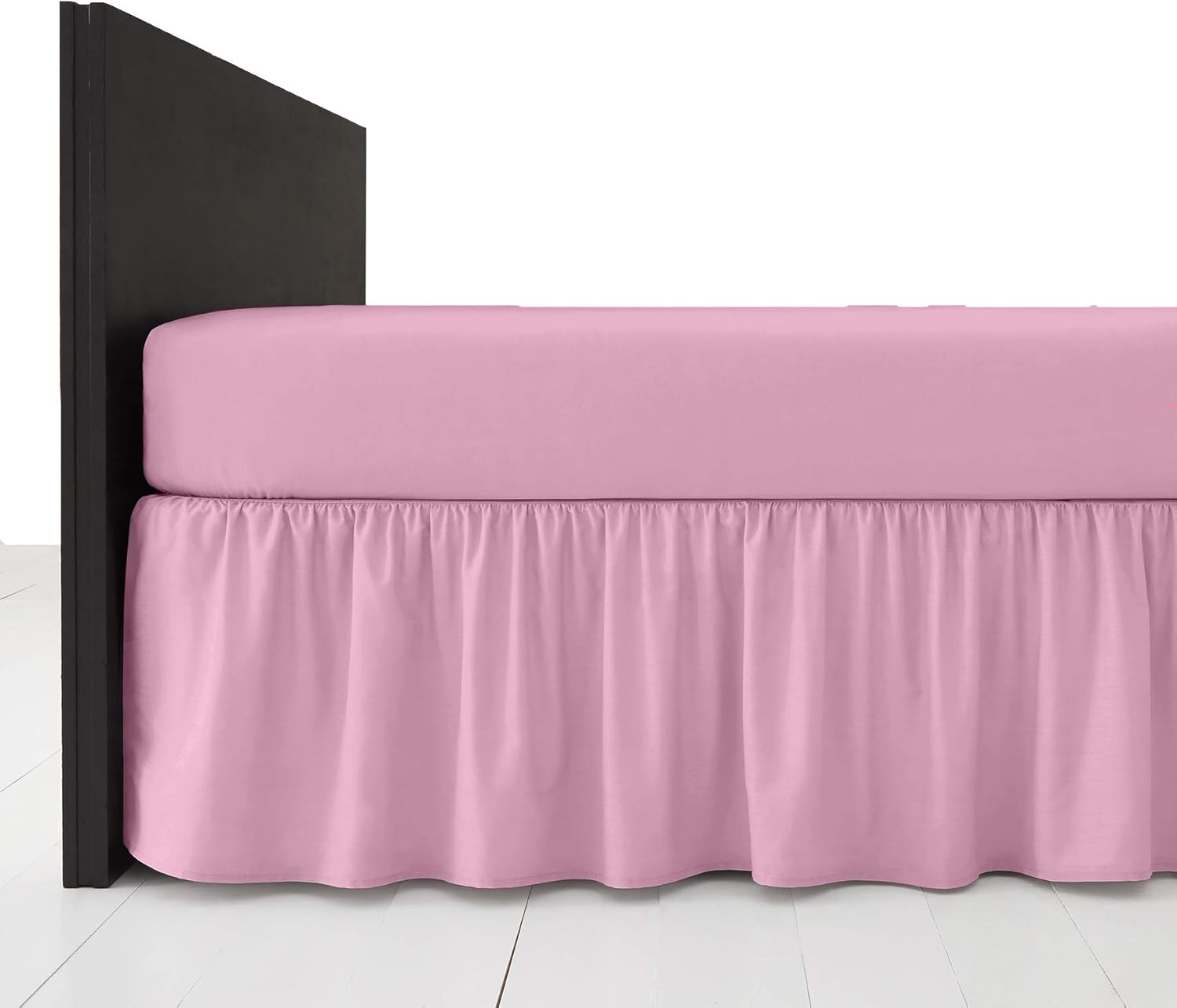 AmigoZone Plain Pollycotton Frilled Bed Base Valance Sheet (Pink, Super