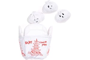 Barkbox Dog Toy 2 in 1 Interactive, Plush Exterior Material & Squeaker, Tearable Dog Toy with Squeaky Ball Inside, Ideal for Toy Destroyers - Andi's Dumpling, Small