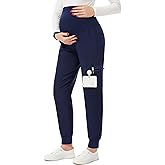 PACBREEZE Women's Maternity Scrubs with 6 Pockets, Workwear Maternity Jogger Scrubs Pregnancy Pants, S-XXL