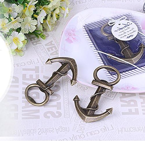 Youkwer 10 PCS Skeleton Nautical Anchor Bottle Opener with Exquisite Packaging for Wedding Party Favors Gift & Decorations (Antique Bronze) (Pack of 10)