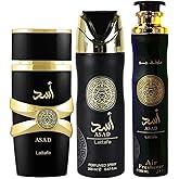 Lattafa Asad 3pcs Gift Set with 100 ml EDP + 200 ml Deo + 300 ml Air Freshener