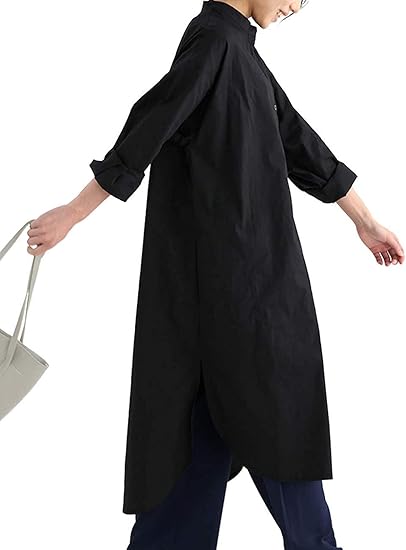 Amazon Wovte ワンピース ロングシャツ シャツワンピース チュニック ロング丈 レディース ロングシャツワンピース 白シャツ 黒シャツ ナチュラル 膝下丈 長袖 大きいサイズ オーバーサイズ ゆったり ブラック ワンピース チュニック 通販