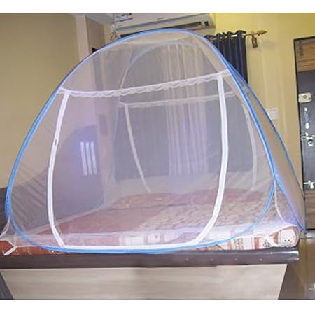 Evana 5.5 Feet Mosquito Net Double King Size Bed Folding With Soft Mesh And 2 Side Zipper Opening Doors (200x200cm)