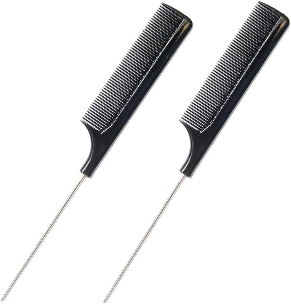 Luxxii (3 Pack) 9.5" Rat Tail Stainless Steel Pin Tail Comb Fine-tooth Hair C...