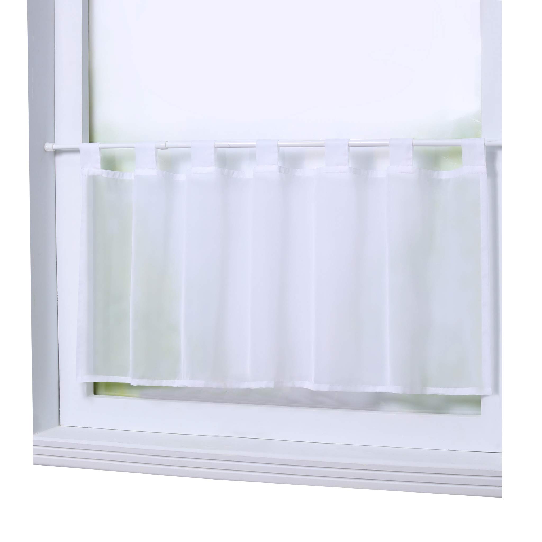 Joyswahl Eva Bistro Net Curtain, Plain Colour, Voile Transparent Curtains, Pack of 1, 45 x 120 cm, White
