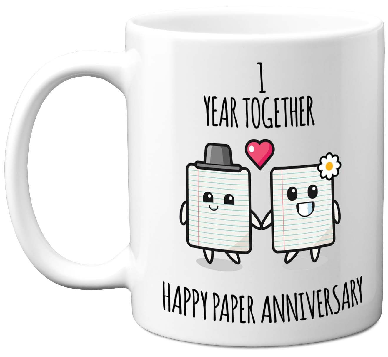 1st Anniversary Mug Gift for Men Women - 1 Year Together - Happy Paper Anniversary Wedding for Husband Wife Son Daughter Brother Sister, 11oz Ceramic Coffee Mugs Gifts