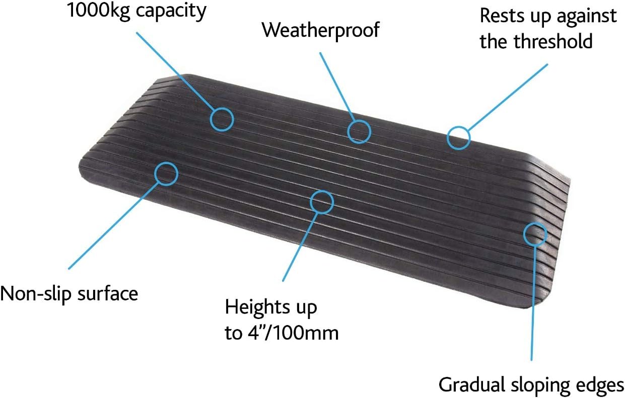 The Ramp People Rubber Ramps for Wheelchairs 2.5cm - 10cm (10cm/4") 1000kg Capacity Rubber Threshold Ramps - Image 5