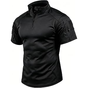 Men's Tactical Shirts Short Sleeve 1/4 Zip Military Combat Top | Lightweight Slim Fit Durable Fishing Hiking Hunting Paintbal