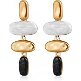 Chunky Burgundy Earrings for Women Gold Geometric Resin Drop Dangle Earrings Statement Jewelry