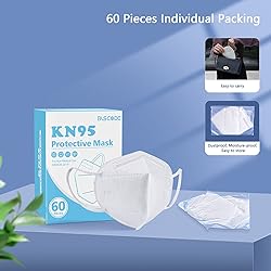 BLScode KN95 Face Mask 60 Pack White,Individually