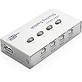 XMSJSIY USB 2.0 Sharing Switch Selector 4 in 1 out Printer Sharer Switcher 4 PC to 1 Splitter Hub for PC,Printer,Scanner,Keyboard, Plotter,Card reader -1 PCS