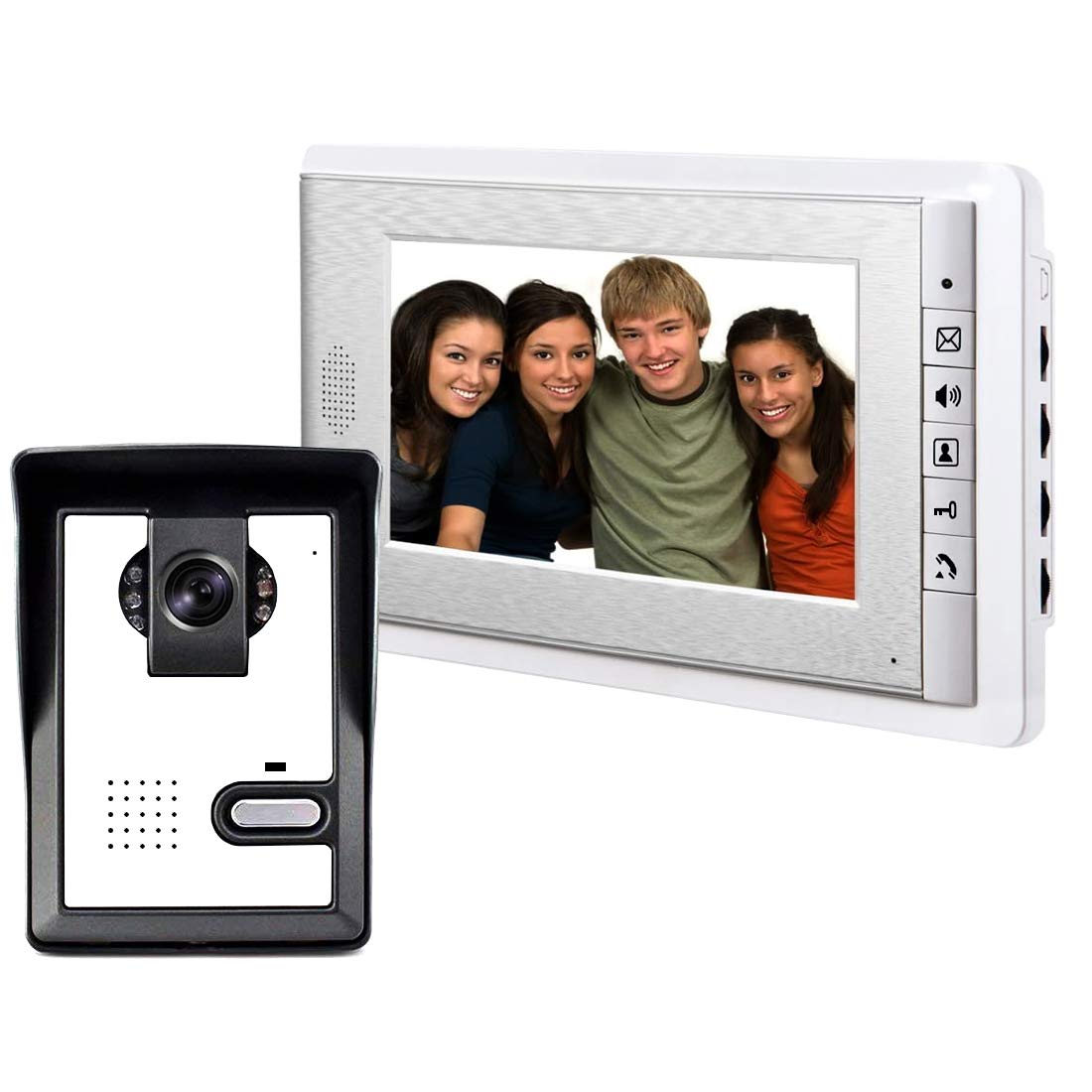 Photo 1 of AMOCAM Wired Video Intercom Doorbell System 7 Inches LCD Monitor Video Door Phone Kits Support Monitoring,Unlock,Dual-Way Door Intercom for Villa Apartment Home Security Systems Indoor Outdoor