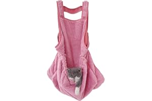 Babyezz Cat Sling Carrier,Dog Carrying Bag,Small Pet Sing Carrier Chest,Cat Sling Accompany Carrier Bag Hands Free,Soft and Breathable Shoulder Back Indoor,for Kittens and Puppies(Pink)