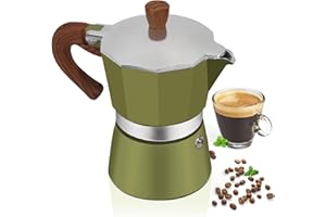 MOGRECHA Aluminum 6 Cup 300ml Moka Pot Express Coffee Maker Stovetop Espresso Colorful Coffeemaker Italian Classic Style Brewing Greca Cafe Mocha Machine for Cafeteras Lover Camping Travel and Home Use 10oz