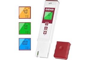 GIDIGI pH Meter for Water, Electronic ph Meters with Color Display pH Test Strip Function, Pro Digital pH Level Tester Kit for Water, pH Reader for Pool Spa Hot Tub Hydroponics Aquarium Drinking Water