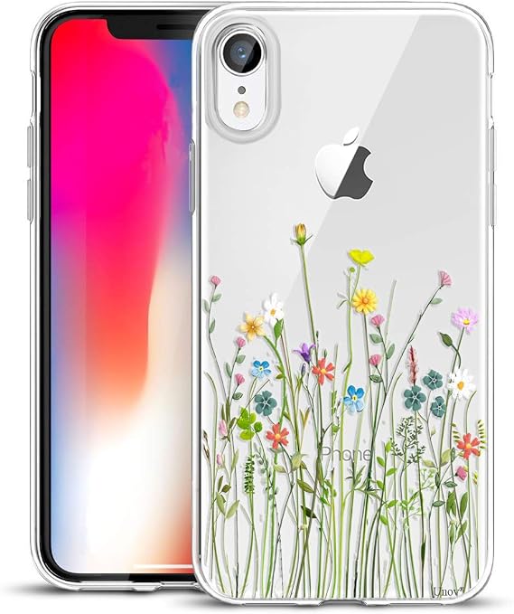 Amazon Com Unov Case Clear With Design Slim Protective Soft Tpu