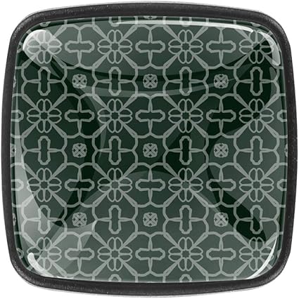 Pomos cuadrados para armario de cocina, diseño de flores oscuras, 4