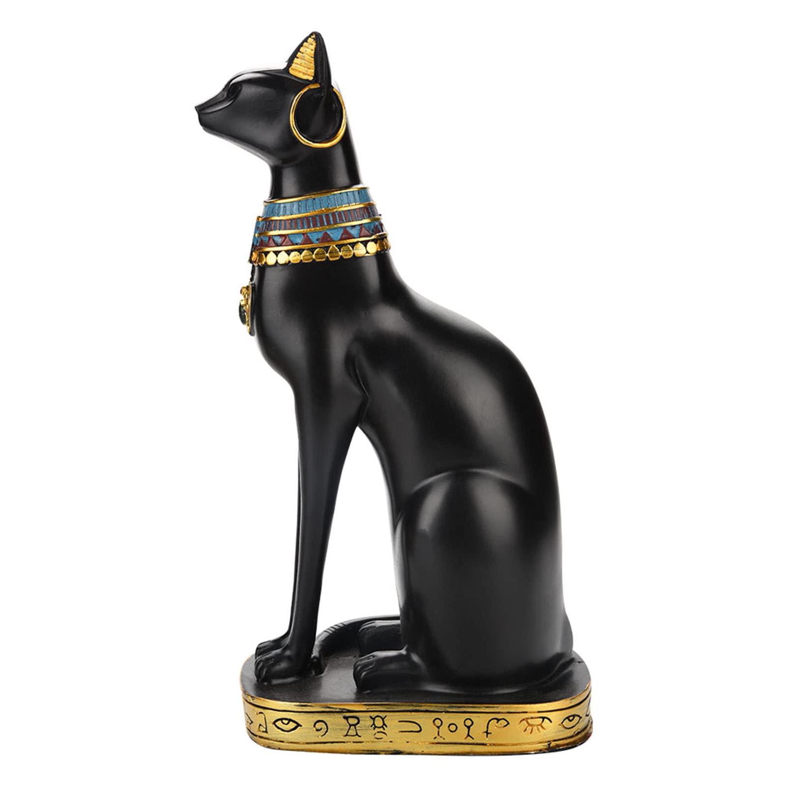 Egyptian Cat Statue - Resin Hand Made Cat Sculpture - Black Gold (Medium)