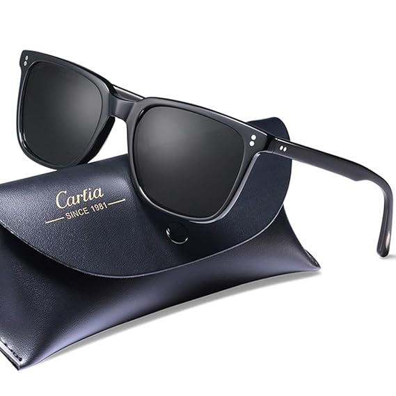 Carfia Retro Herren Sonnenbrille Acetat Rahmen Polarisierte Sonnenbrille für Fahren Golf Outdoor Freizeit, 100% UV 400 Schutz