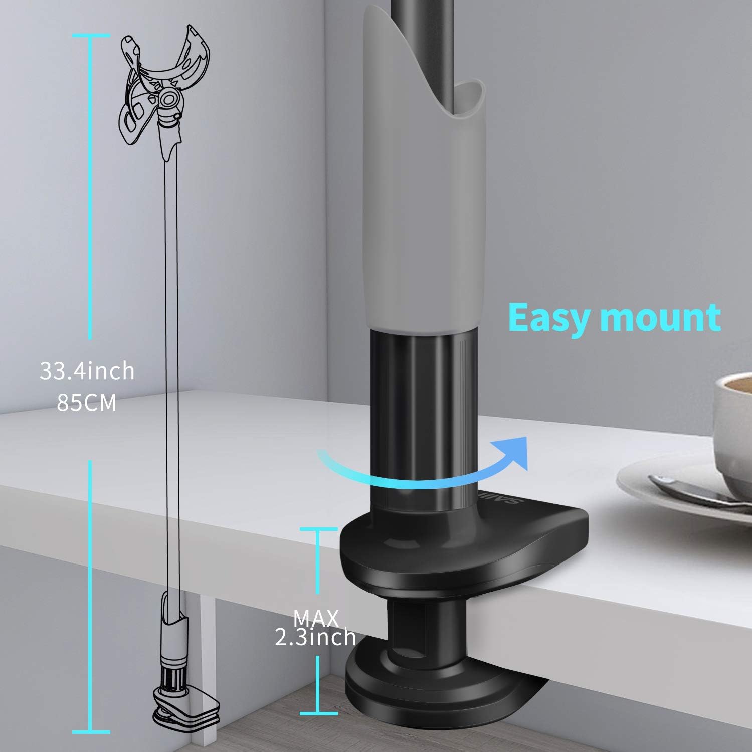 Gooseneck Bed Phone Holder, SAIJI Flexible Long Arm Phone Mount for Desk, Clip Bracket Clamp Stand for 4.0-6.5'' Mobile Cell Phone Stand Document Camera Nintendo Switch (Black)