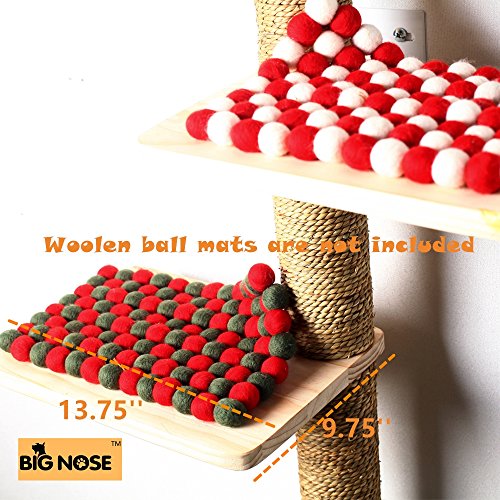 BIG NOSE- Wall Mounted Cat Scratching Post Multi Level Cat Shelves with Solid Wood Steps and Sunny Seat Hammock - Thumbnail 6