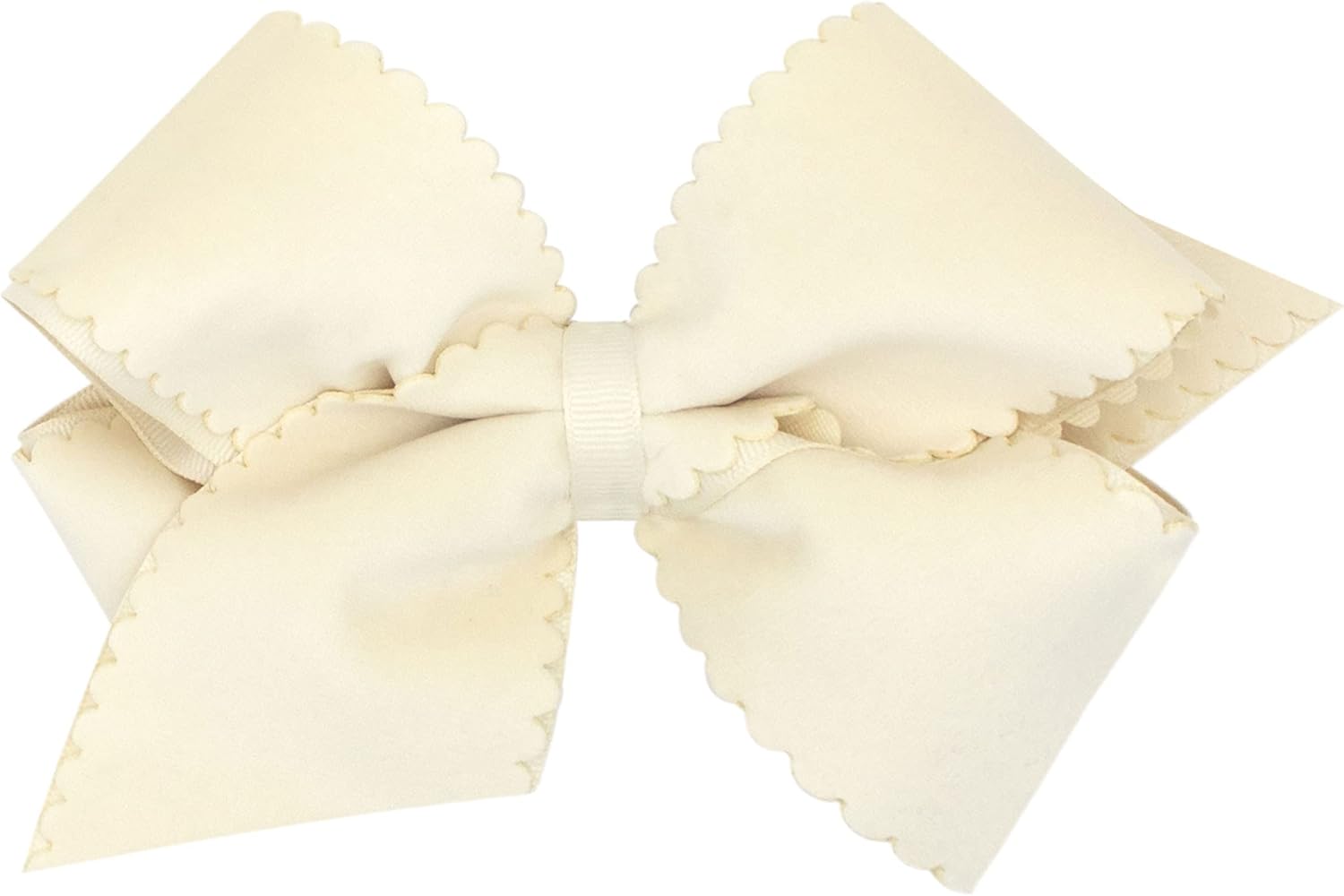 Bows & Ribbons - Wee Ones Girls' Grosgrain Hair Bow with Scalloped Edge Faux Velvet Overlay