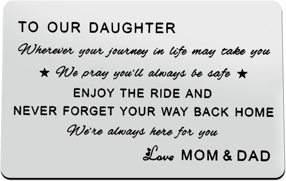 Daughter Gifts from Mom and Dad Engraved Wallet Insert Card with Inspirational Quotes Graduation Gifts for Daughter Christmas Birthday Gifts Inspirational Gifts for Women Girls