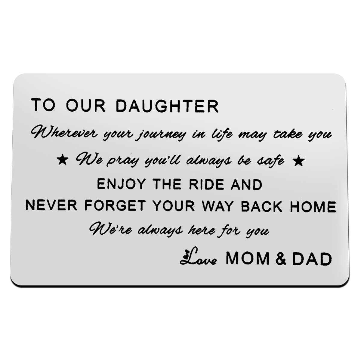 Daughter Gifts from Mom and Dad Engraved Wallet Insert Card with Inspirational Quotes Graduation Gifts for Daughter Christmas Birthday Gifts Inspirational Gifts for Women Girls