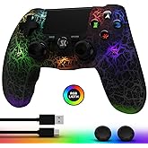 CHENGDAO Controller for PS4, Wireless Controllers for PlayStation 4/Pro/Slim, Remote Control with Adjustable RGB Light/1000mAh Battery/6-Axis Motion Sensor/Double Vibration/3.5mm Audio Jack, Black