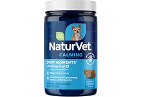 NaturVet Quiet Moments Plus Hemp Calming Aid Soft Chews for Dogs, Count of 60, 60 CT