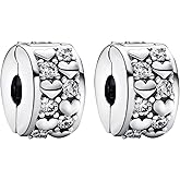 Amuefer 2PCS S925 Clip Stopper Spacer Charms for Pandora Bracelets, Pavé, CZ, Silver 14K Gold Rose Gold Plated, for Christmas Mothers Valentine's Day Graduation, Jewelry Gifts for Women