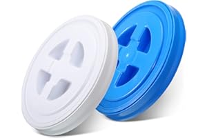 Quzzil 2 Pieces Seal Lids Bucket Seal Lid 5 Gallon Screw Top Lids for Plastic Bucket Compatible with Gamma (Blue, White)