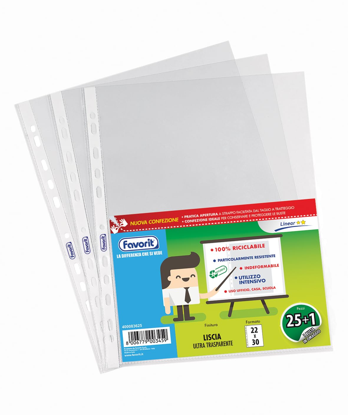 Favorit 500 Envelopes Perforated Gloss Medium Thickness 22 x 30 cm Transparent + 20 Free Gift Bags