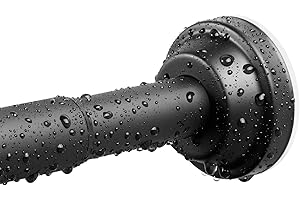 Haryaers Matte Black Shower Curtain Rod, 40-76 Inches No Drilling Adjustable Tension Curtain Rods for Bathroom, Stainless Ste