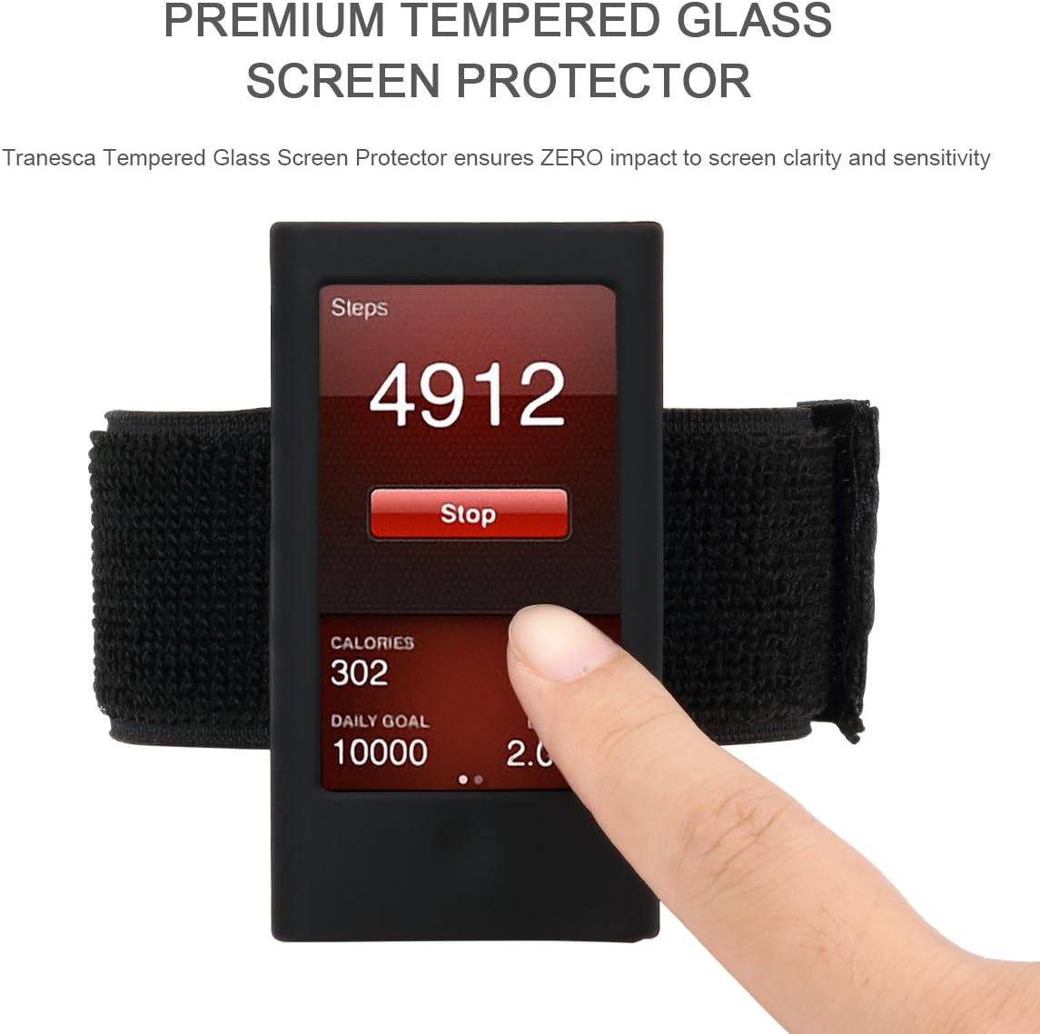 Tranesca iPod Nano 7th & 8th Generation Armband with Tempered Glass Screen Protector -Black (Perfect for Workout): MP3 Players & Accessories