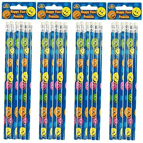 24 x Happy Face Pencils - REFERENCE PBF080