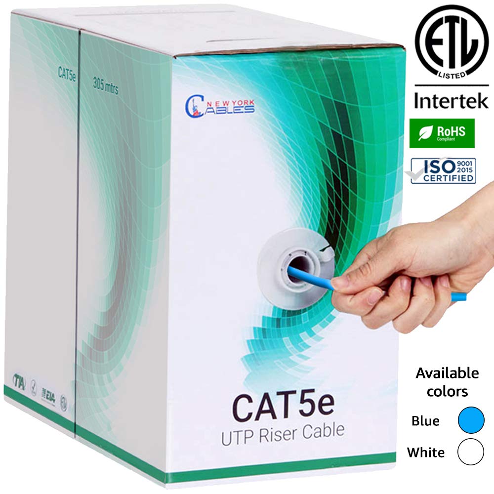Buy Cat5e Bulk 1000ft PVC Cable, UTP 350mhz Blue Cable Pull Box